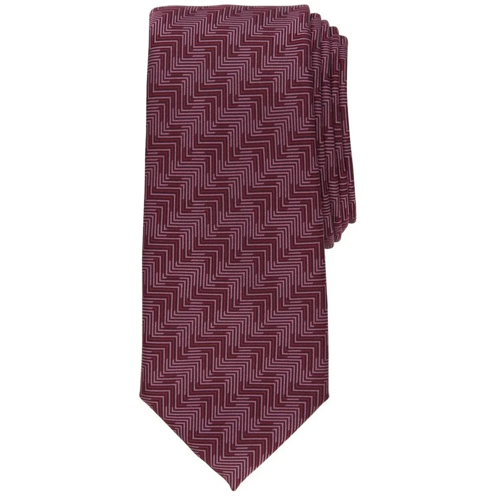 Alfani Mens Tie One Size Red Geometric Regular Fit Formal Necktie NWT